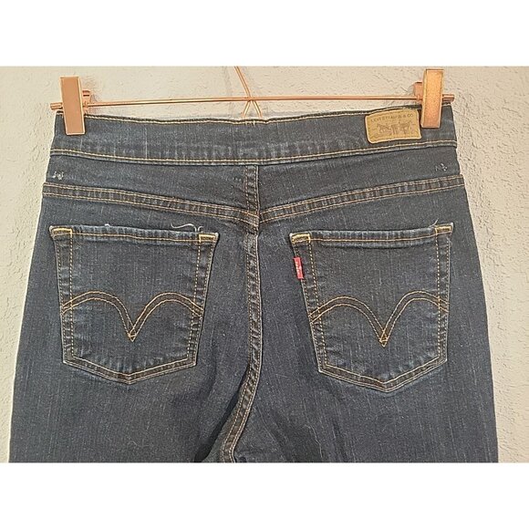 Levi's 512 Jeans Womens 8M Blue Perfectly Slimming Boot Cut Dark Wash Denim - Picture 6 of 7